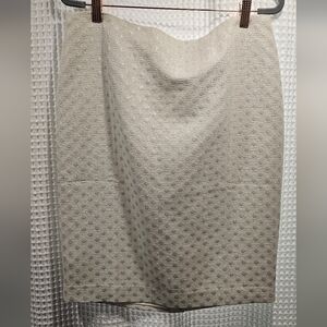 Ann Taylor Textured Beige Pencil Skirt